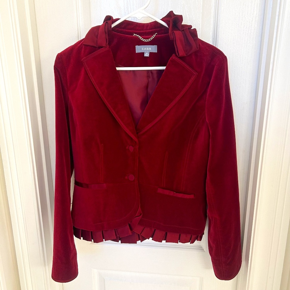 Cass Velvety Maroon Blazer, Size 10P